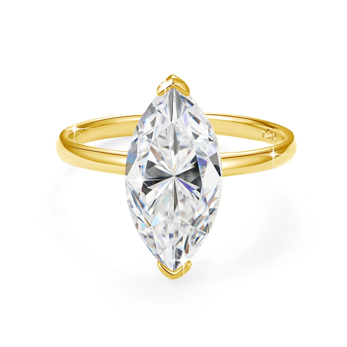 6,5*13mm 2,5ct Marquise-Schliff Moissanit-Ringe für Damen, 18k vergoldet, 925 Sterling Silber, Solitär-Ehering, Brautschmuck – Detail 2