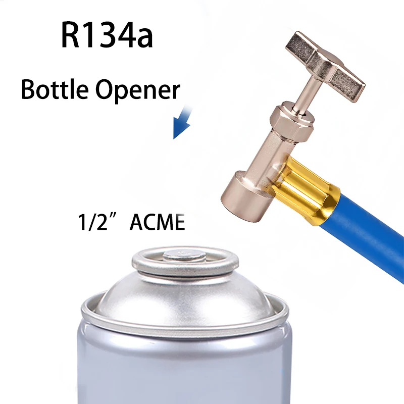 R134A rubinetto adattatore apribottiglie autosigillante con adattatore R134A 1/4 SAE refrigerante può apribottiglie refrigerante in ottone