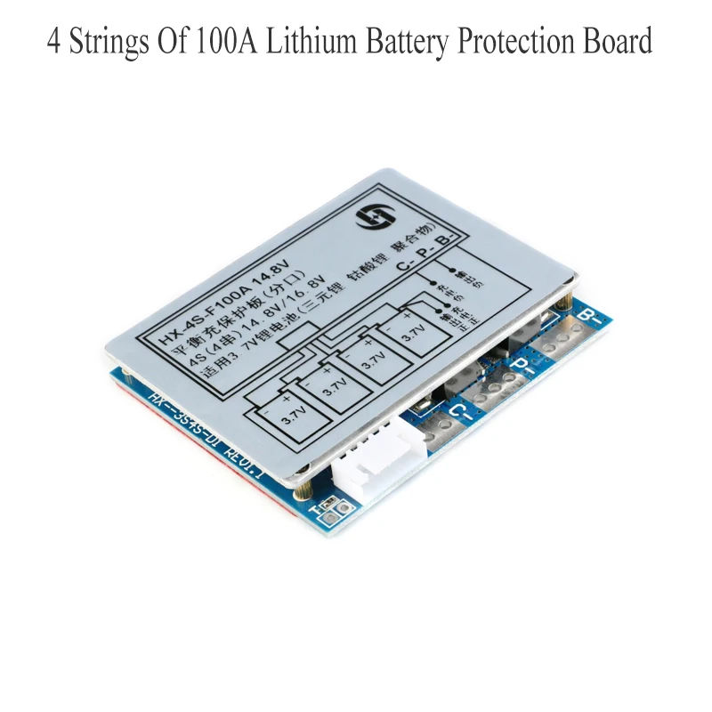 1PCS 4S BMS 100A Li-ion LMO Ternary Lithium Battery Protection Circuit Board Balance Charging Module Balance 18650 HX-4S-F100A