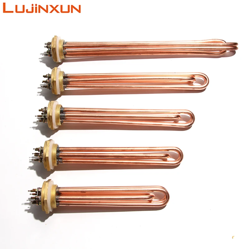 LUJINXUN 110V/220V/380V Industrial Immersion Water Heater Resistance DN32/DN40/DN50 Copper Heater Element Pipe 3KW 6KW 12KW 1pc