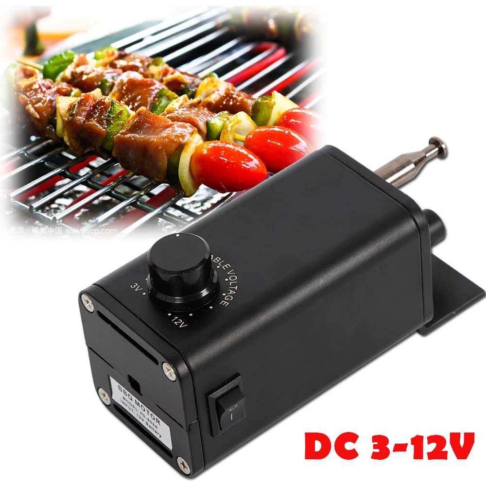 Kit Moteur pour Barbecue Portable - Double Alimentation (Voiture/Adaptateur) Moteur 15W à Fil de Cuivre avec Prise EU pour Fêtes/Poulet Rôti/Camping en Plein Air