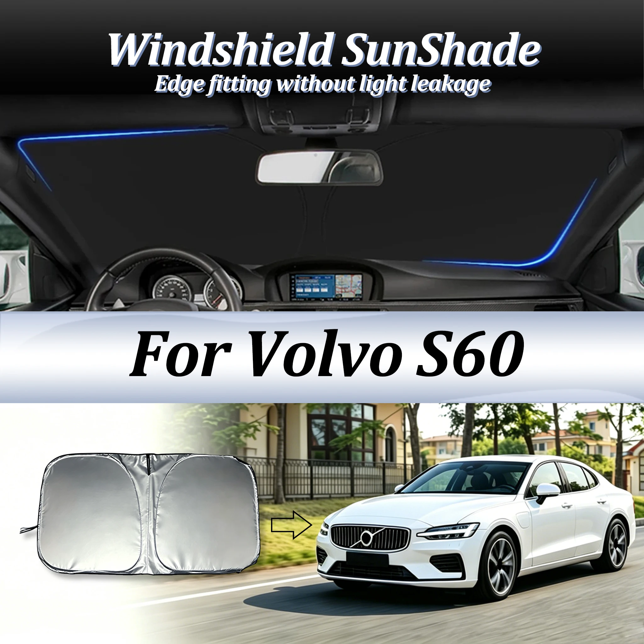 

Car Windshield SunShade Lightproof Visor Cover Foldable Blocks UV Rays Protect Privacy Sun Shade For Volvo S60 Auto Accessories