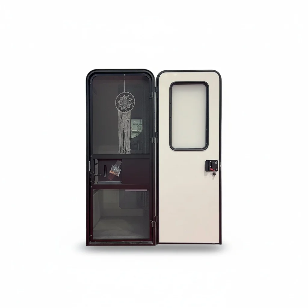 

RV Door, 600 x 1810 mm Aluminum Alloy Caravan Door with Tempered Glass, Motorhome Security Door for Trailer, Truck Camper