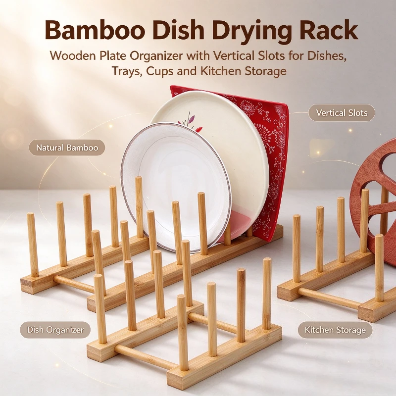 Bamboo Cutlery - 1 Stück, kreatives Bambus-Abtropfgestell für Geschirr,