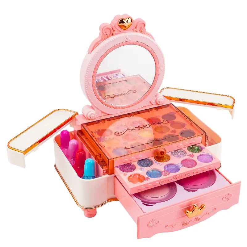 Beleza Make Up Cosmetic Box Set, Pode ser pintado com brinquedos coloridos para menina, Presente de aniversário para crianças, Venda quente