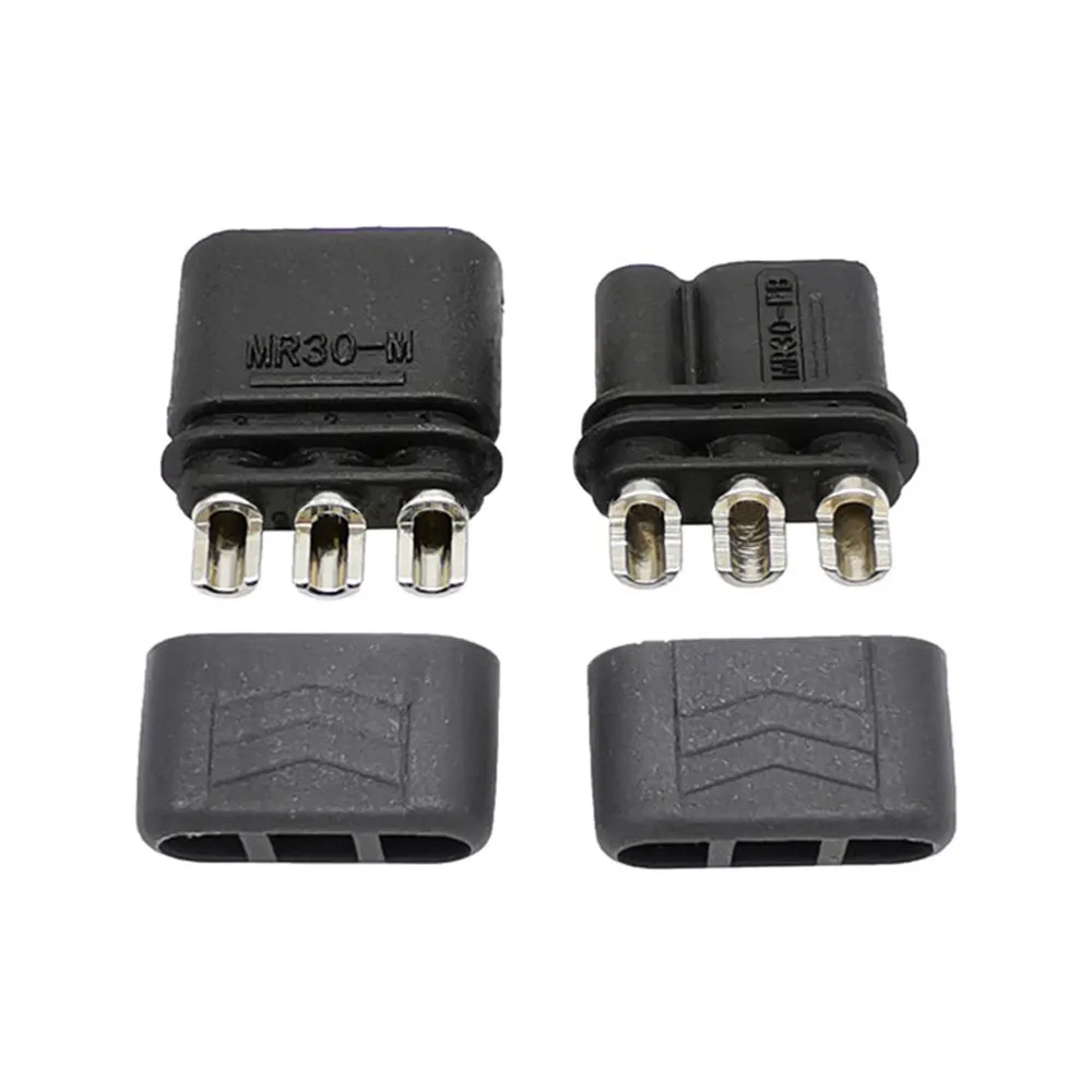 Aircraft Model DC 500V 15A MR30 Three-core 3Pin Connector Nickel-plated Male Female Plug Sheathed for RC UAV/FPV/Boat Battery