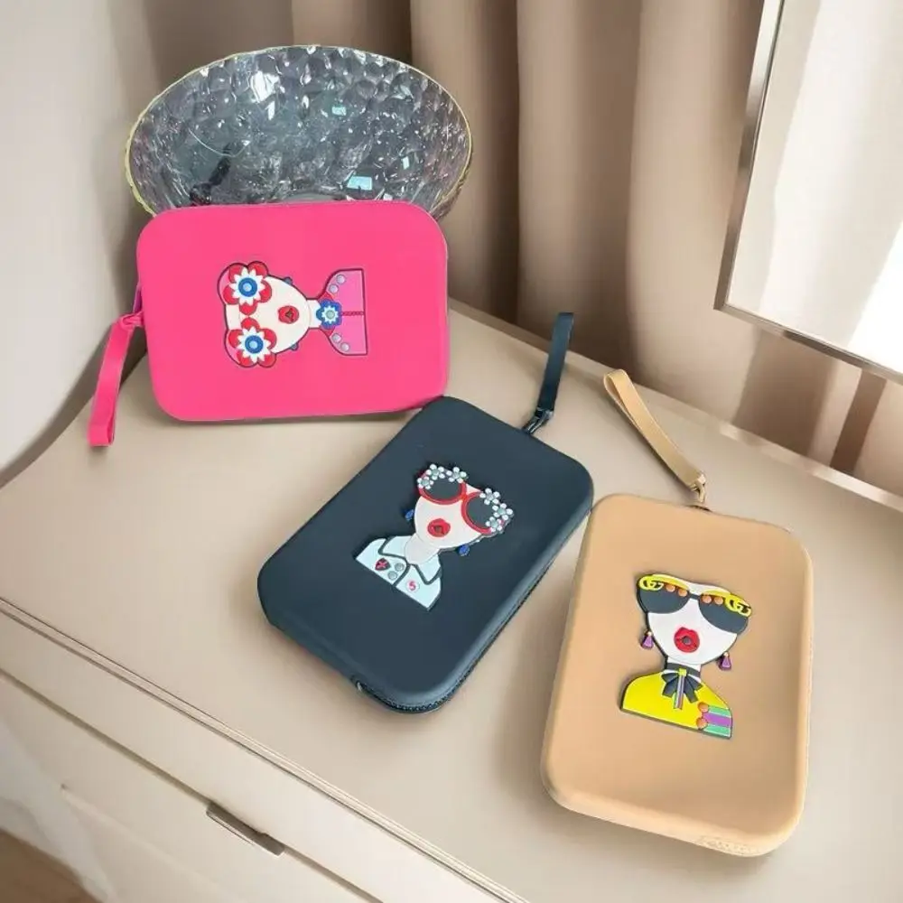 Fashion Waterproof Silicone Storage Bag Cartoon Portable Cosmetic Bag Multi-purpose Sunglasses Protective Cover Gifts