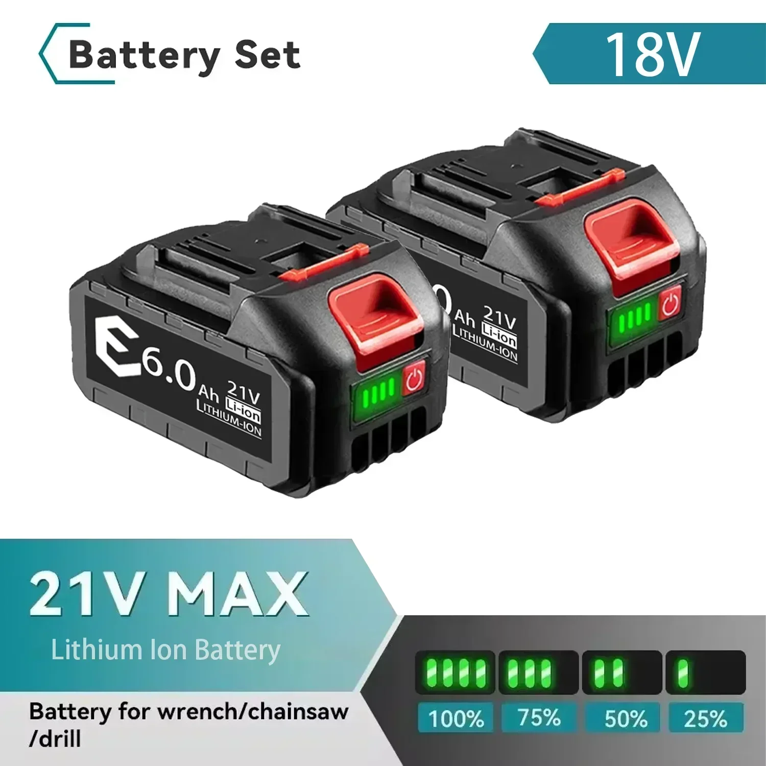 21V MAX 18V Rechargeable Battery 388VF 6000mah Li-ion Battery BL1850B BL1830B BL1430B for Makita 21V Tool Replacement Battery