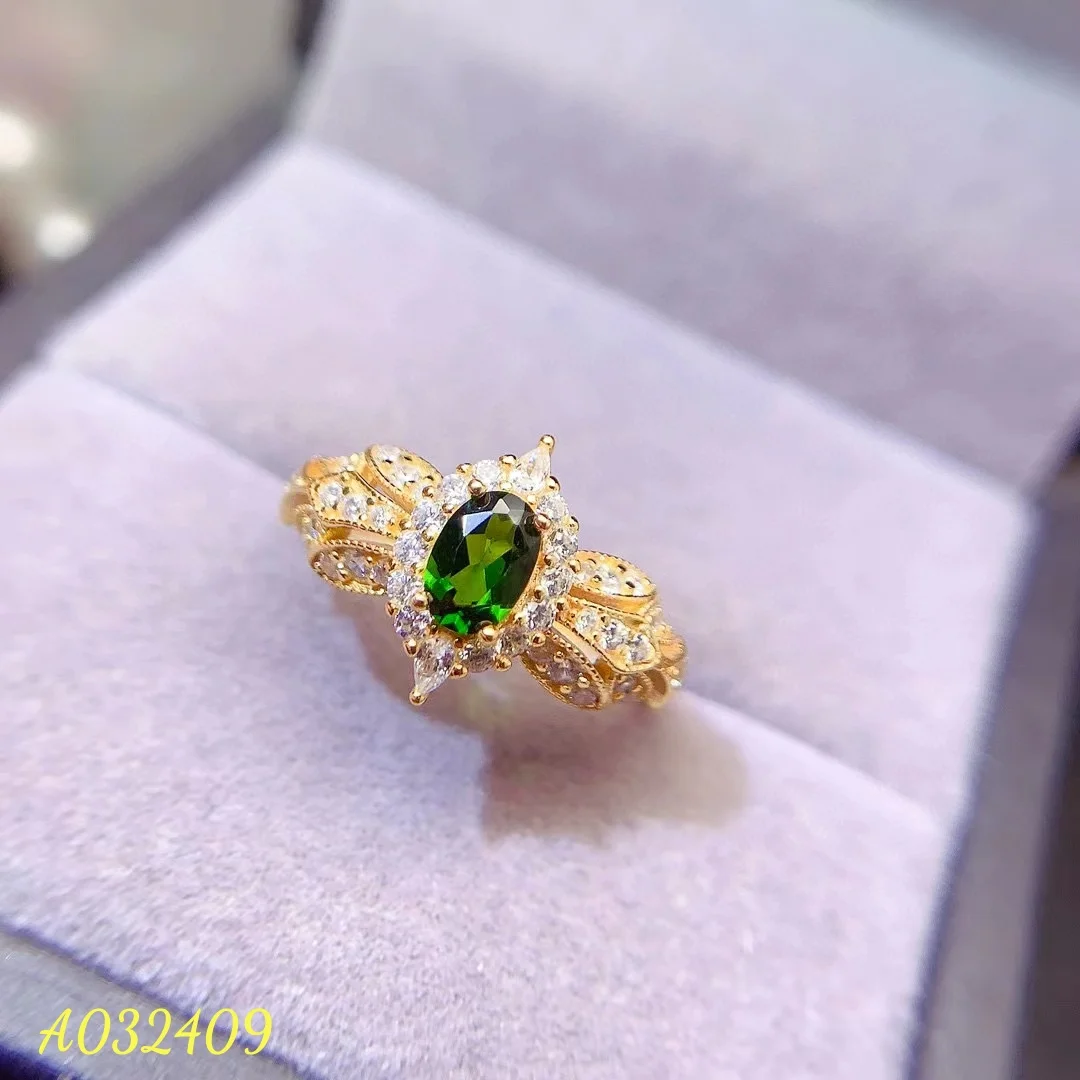 

KJJEAXCMY 925 Sterling Silver Women's Natural Deep Forest Green Diopside Ring Free Shippping With Appraisal Certificate Girl's