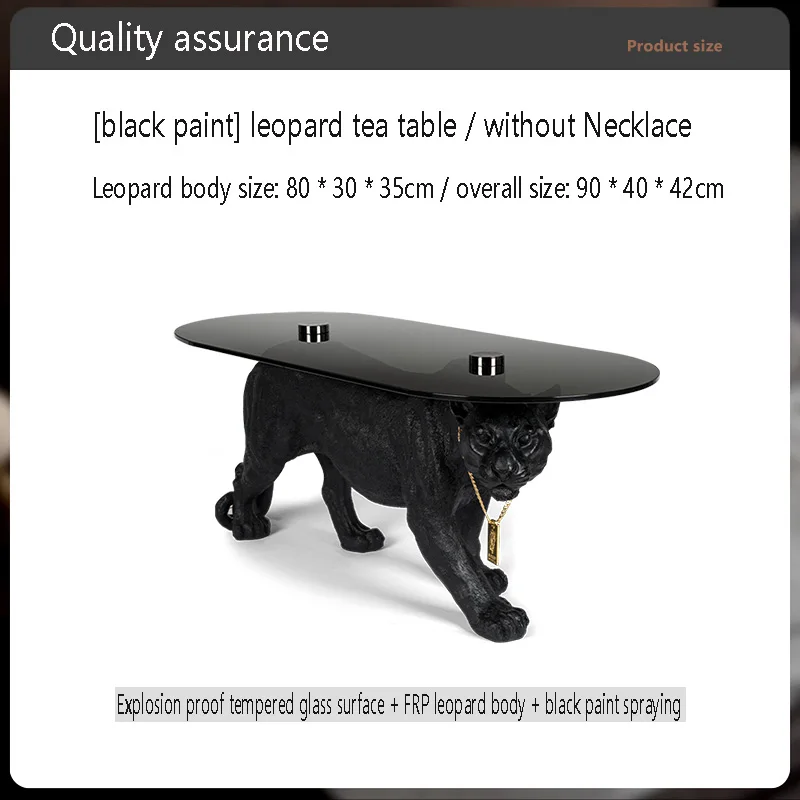 Coffee Table Leopard Tempered Glass Table Animal Figurines Living Room Decorative Furniture Panthera Pardus Sculpture Modern Art view 6