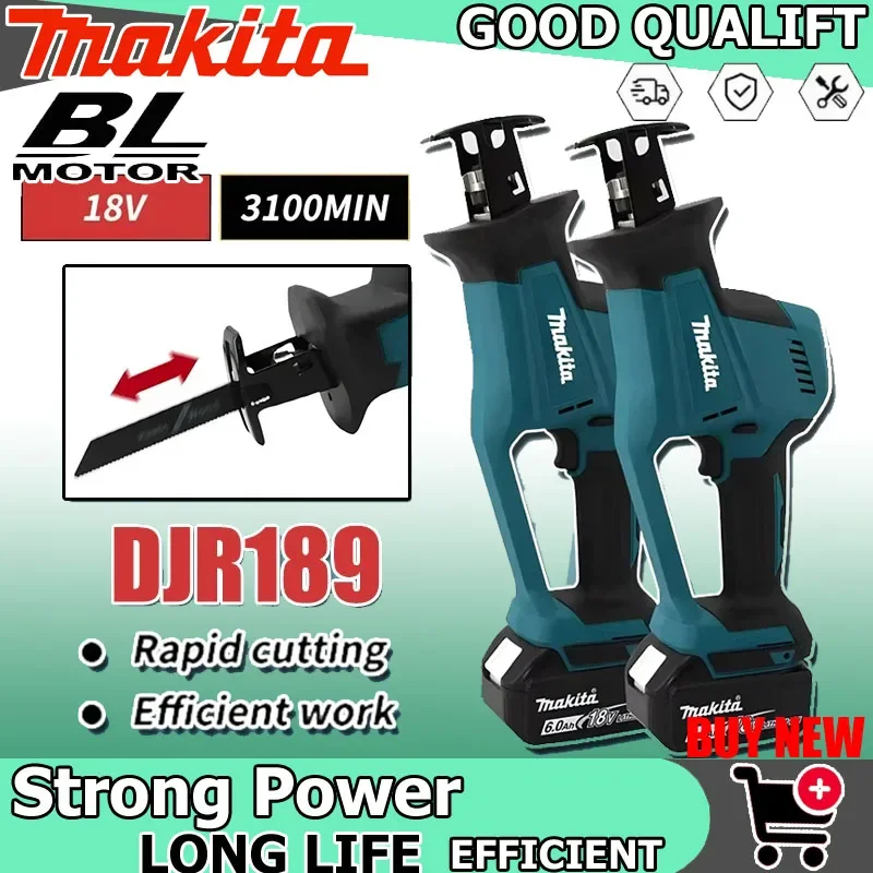 

Makita DJR189 Cordless Electric Reciprocating Saw Brushless Rechargeable Wood Metal Cutting Saw Portable Saw 18V Power Tool