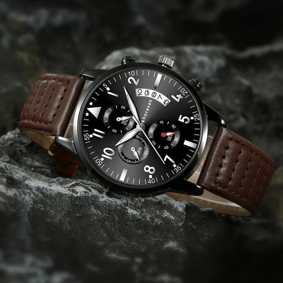 

2Pcs New Trendy Hundred Men's Belt Watch Simple Scale Watch Believe Bracelet Set