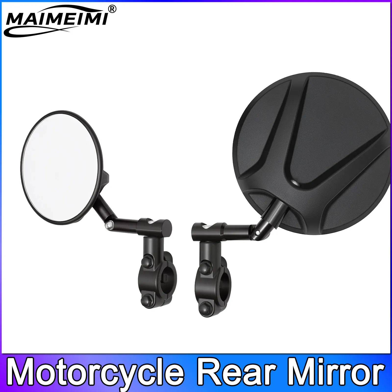 

Motorcycle Mirror 22MM Handlebar Rearview Mirror End Side Rotation Adjustable for Bicycle Riding Cycling Mirror Rounded