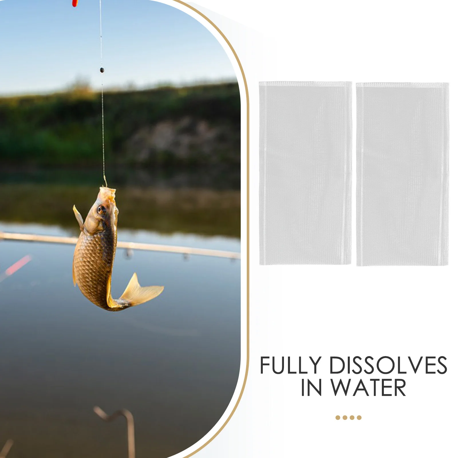 100pcs PVA Water Soluble Bag Carp Fishing Bag Mesh Bag for Solid Bait 6x12cm