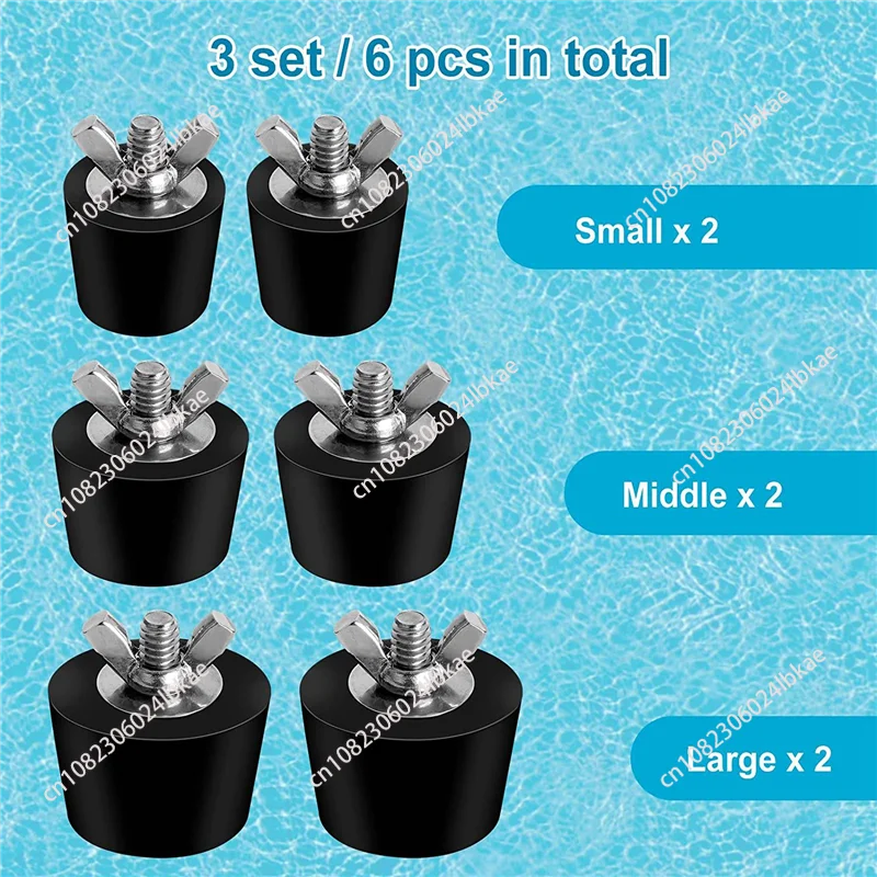 A89E-6 Pack 3 Size Pool Winterizing Plug for Swimming Pool Holes,Expansion Plugs for Above Ground Pool Skimmer AAA