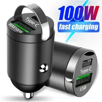 100W Car Charger Lighter for iPhone QC3.0 PD30W USB Type C Fast Charging Car Phone Charger for Mi Samsung Huawei Power Adapter
