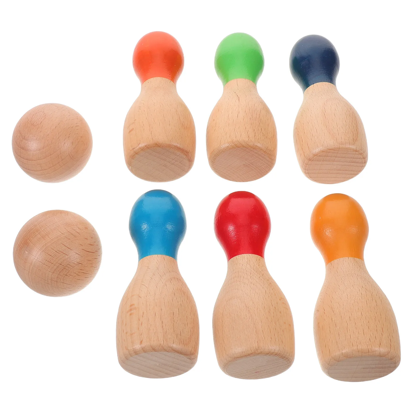 

1 set 1 Set Wooden Rainbow Bowling Set For Mini Tabletop Bowling Indoor Outdoor Family Backyard With Pins Ball
