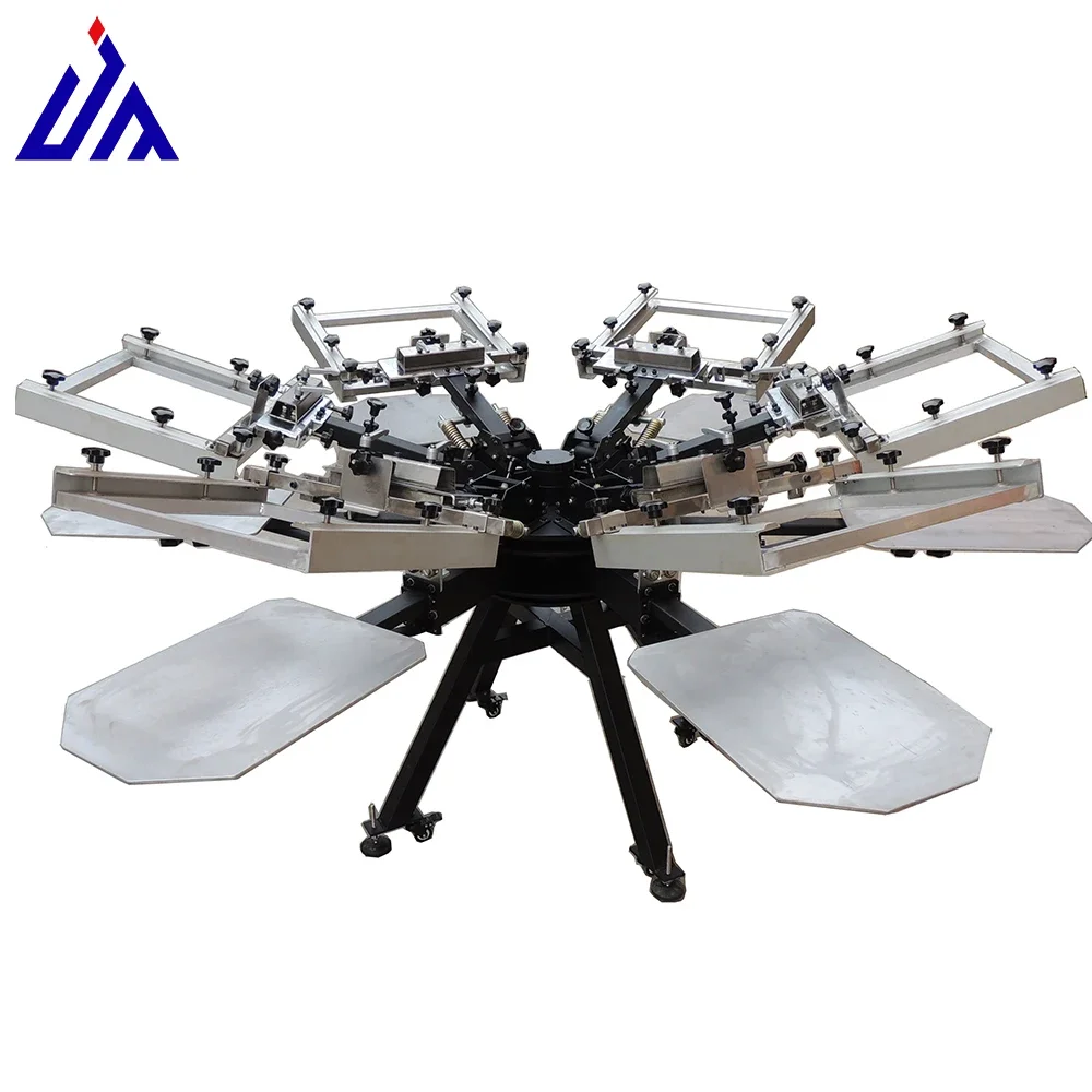 Manual Screen Printers 6 Station 6 Color Hand Octopus Screen Printing Machine For Clothes