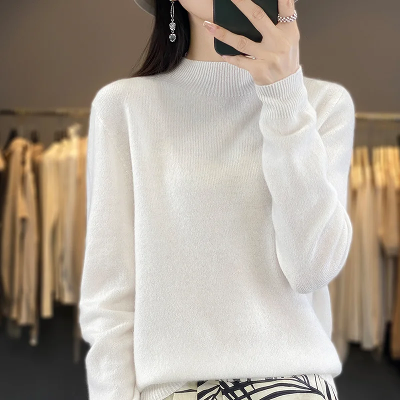 25 Colors 100% Pure Wool Half-neck Pullover In Autumn And Winter New Cashmere Sweater Women\'s Casual Knit Top Women\'s Top