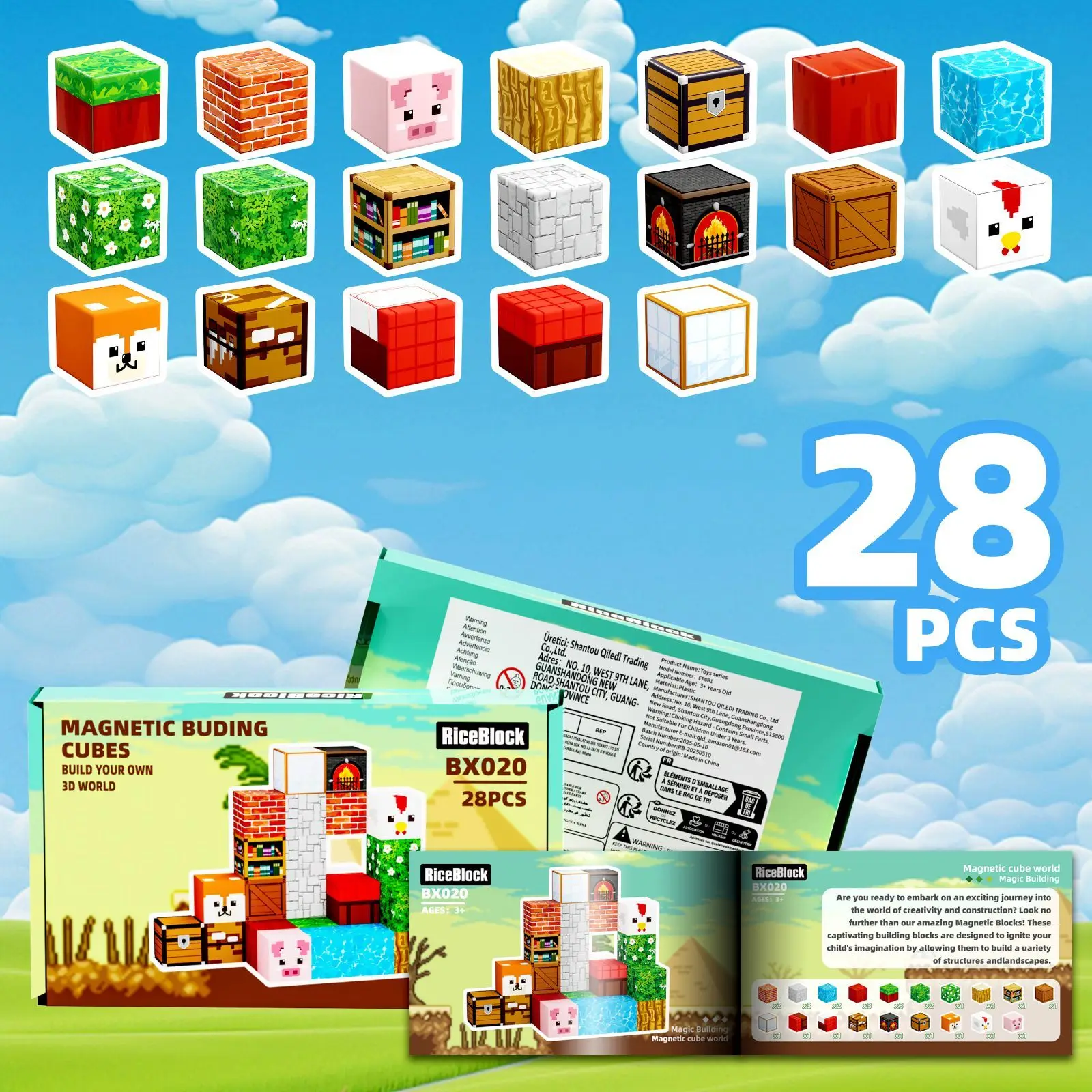 Creative Magnetic Building Block World Gift Puzzle Assembly Magnet Toy for Children's Birthday Present