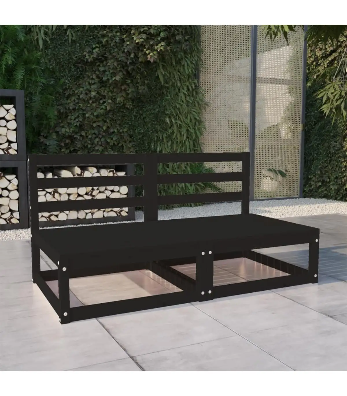 Outdoor sofas garden sofa 2 seats black solid pine wood