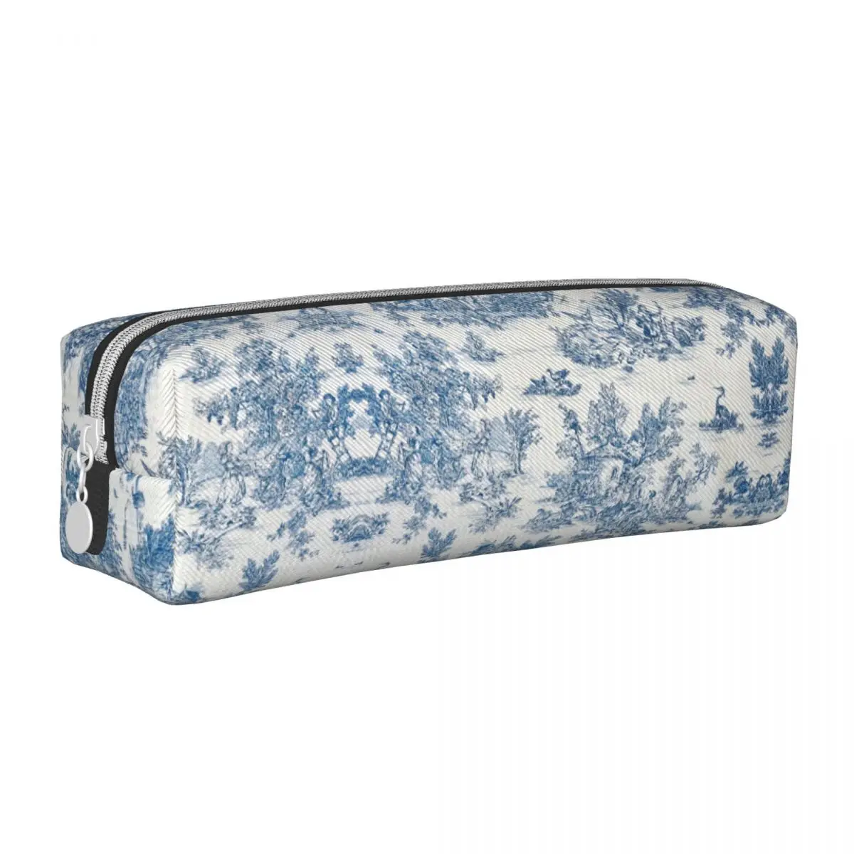 French Navy Blue Motifs Toile De Jouy School Pencil Bag Girls Boys Large Storage Flora Pencil Case Students Stationery