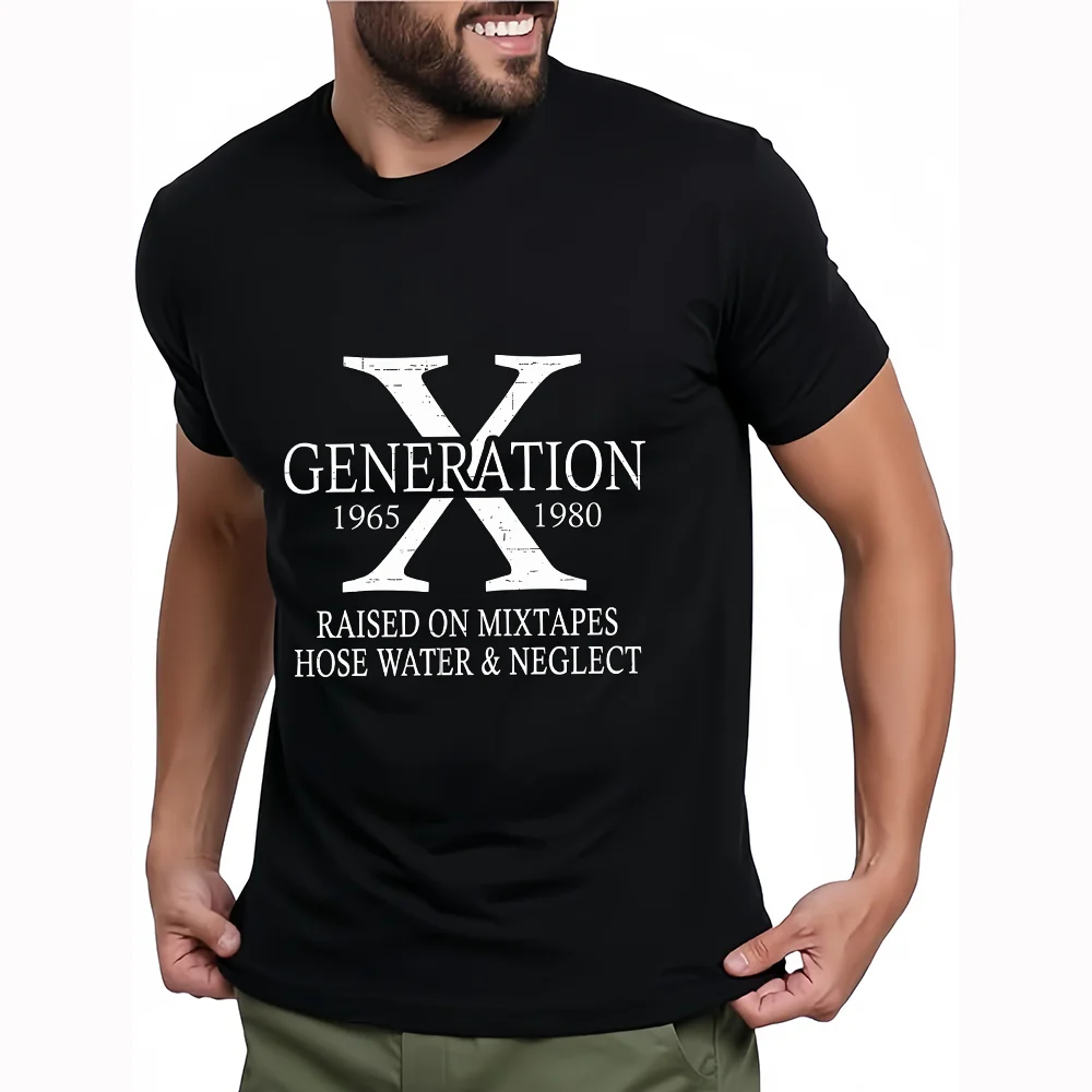 Generation X (X-Generation) 1965–1980 – Schwarzes T-Shirt mit Vintage-Print – Für alle, die zwischen 1965 und 1980 geboren wurden – Nostalgisches Retro-Design, Unisex, kurzärmelig KT10018