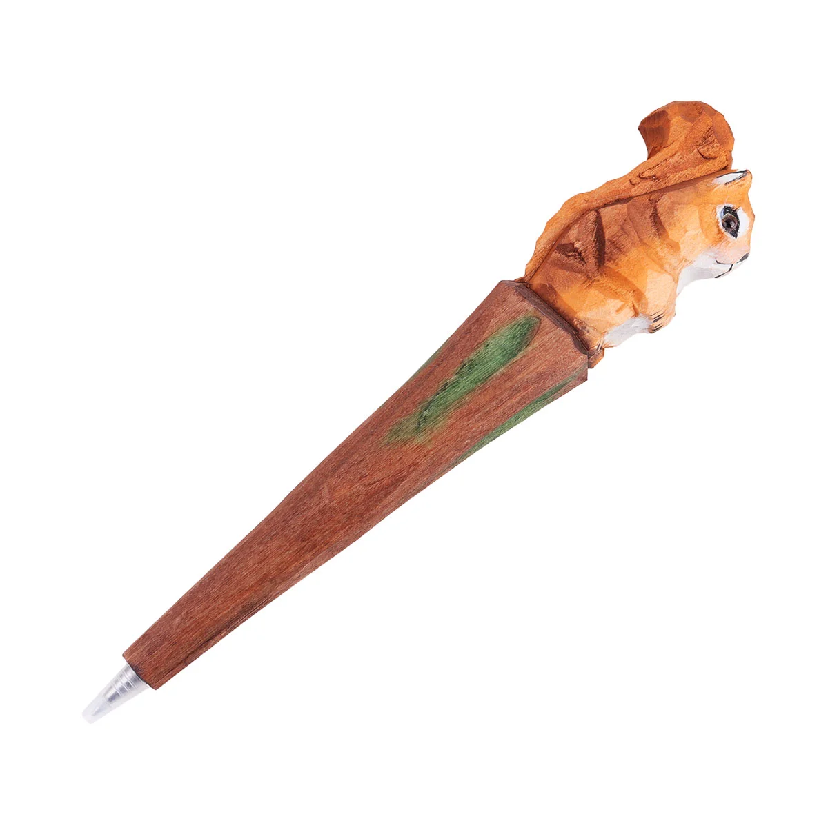 Pure Handmade Wood Carving Animal Pen Creative Wood Carving Squirrel Ballpoint Pen Replaceable Refill Gel Pen for Students