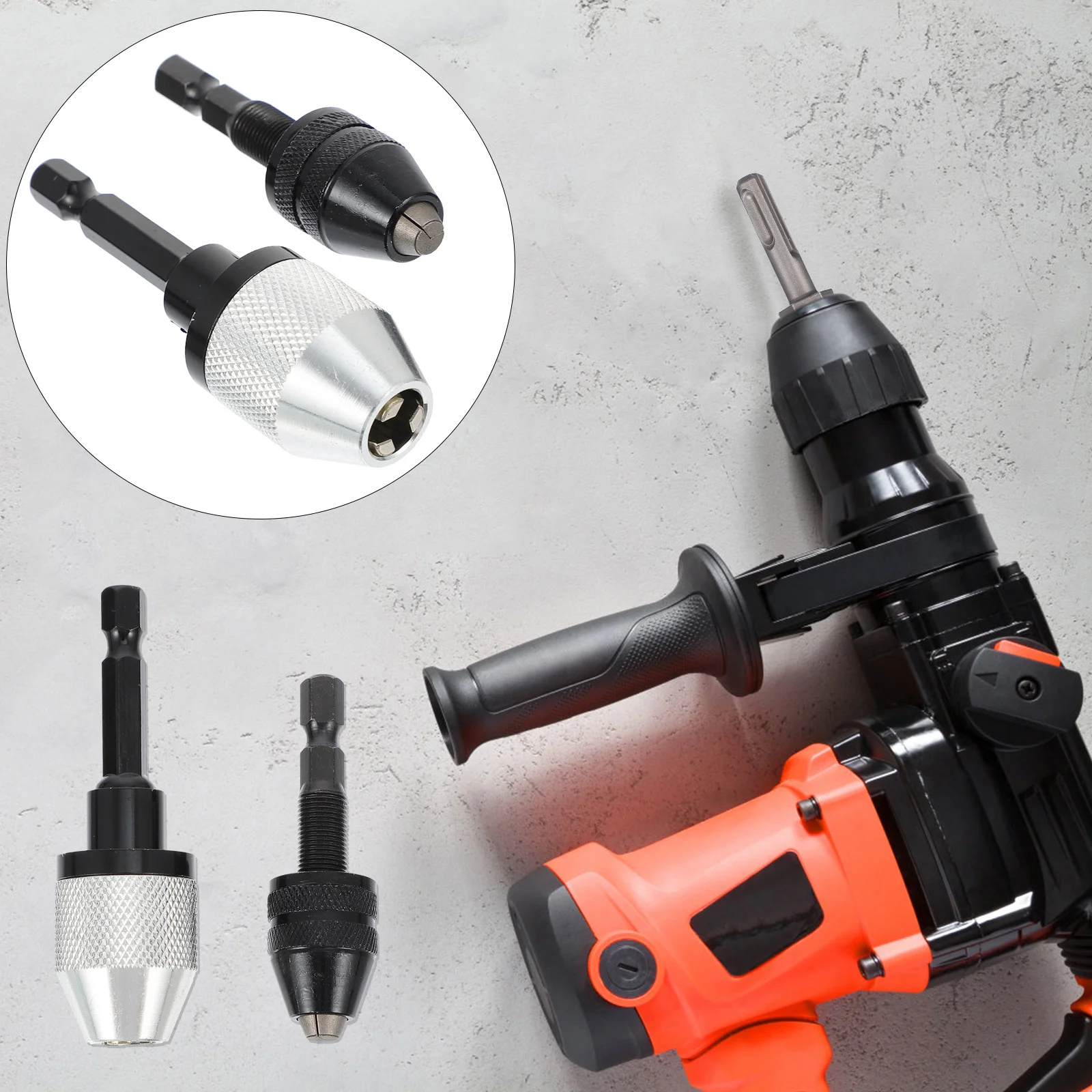 

2Pcs Drill Chuck Adapter Fast Change Converter Hex Shaft Easy Install for Car Garage Home Use Electric Tool Accessories