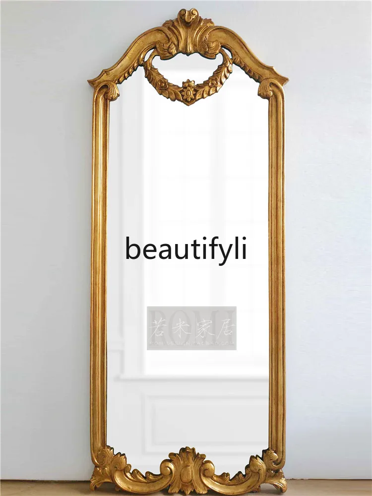 

American retro full-body wall-mounted full-length mirror decorative mirror European-style entrance oil painting hanging mirror