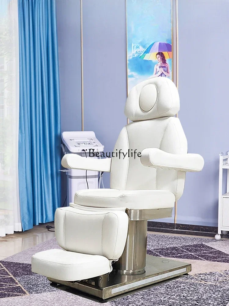 

z.FG28Electric Lift Beauty Care Bed Stainless Steel Hair Shaving Head Therapy Chair