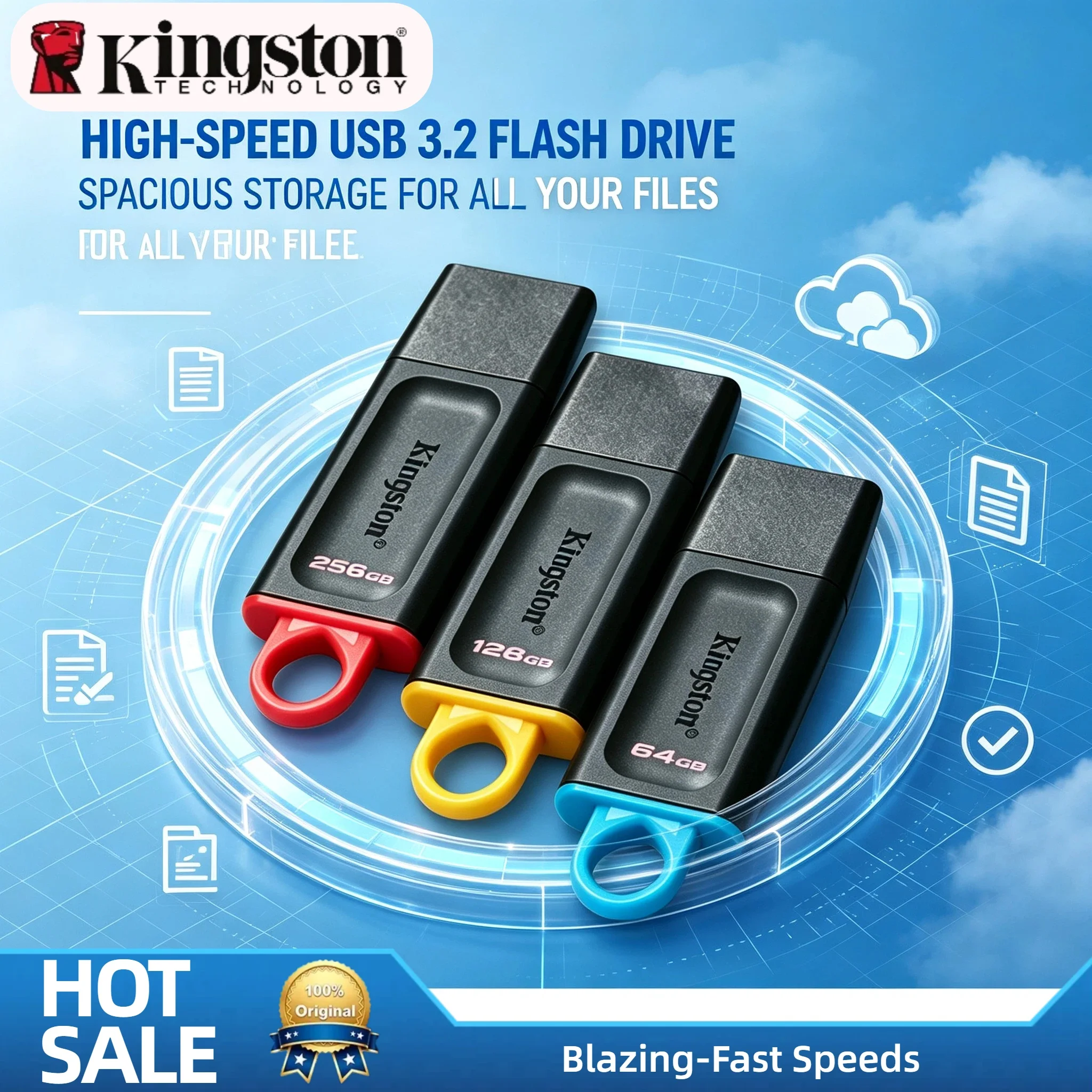 Kingston USB Flash Drive DTX 32GB 64GB 128GB 256GB USB 3.2 Gen 1 Mini Key Memory Stick for Laptop PC Computer
