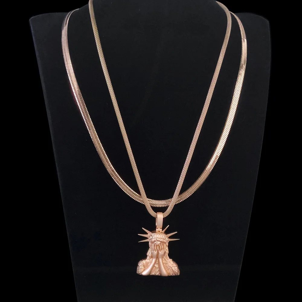 

HHIOK индивидуальный кулон, круглое розовое золото, ожерелье в стиле хип-хоп, персонализированное ожерелье с подвеской в виде богини, подарок для женщин и мужчин