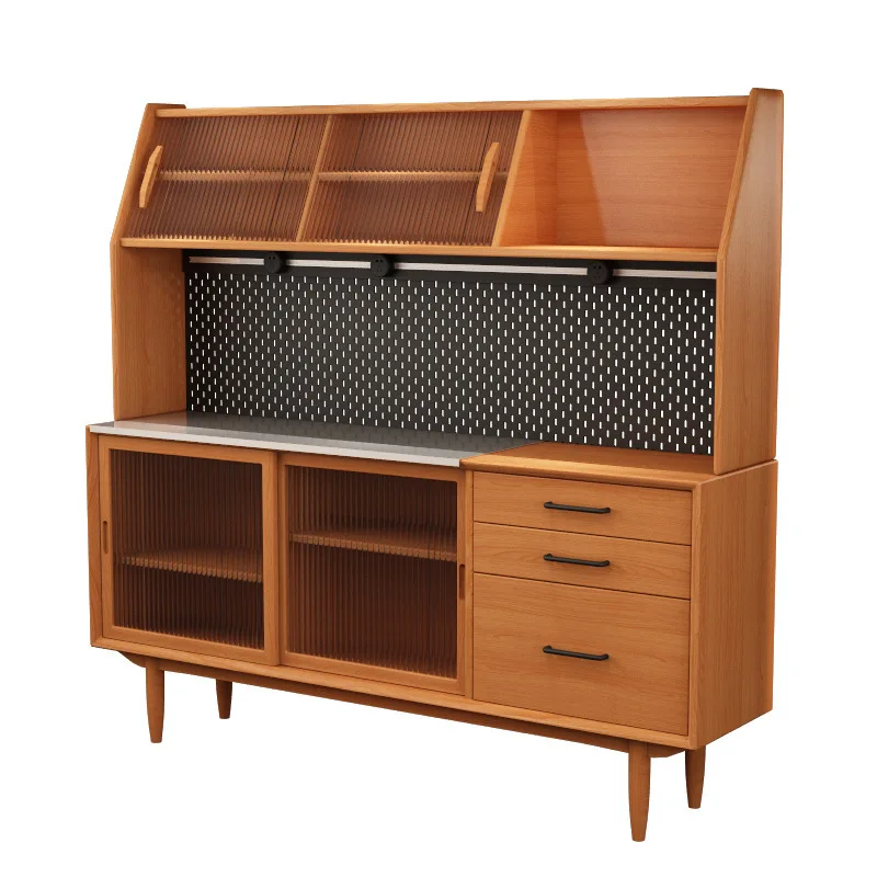 

Solid wood dining side cabinet living room against the wall high Japanese storage wine