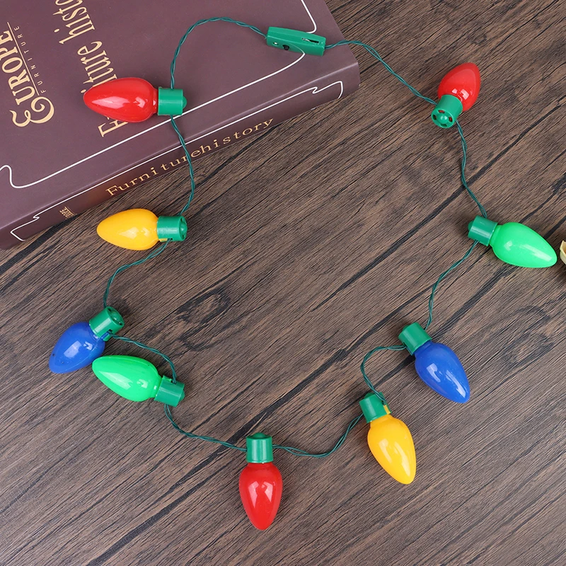 Christmas Novelty LED Lights Glowing Light Bulb Necklace Decorations For Home Xmas Navidad New Year