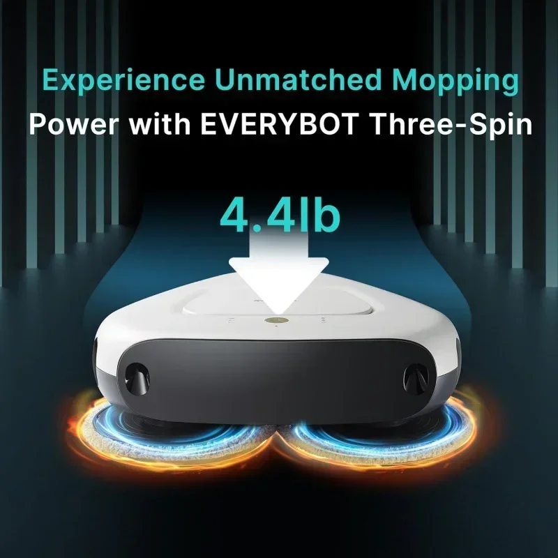 QWEVERYBOT Three-Spin Robot Mop - Ultra Quiet Smart Mopping Cleaner | 3 Spin Wet Mop with Remote Control | Large Water Tank