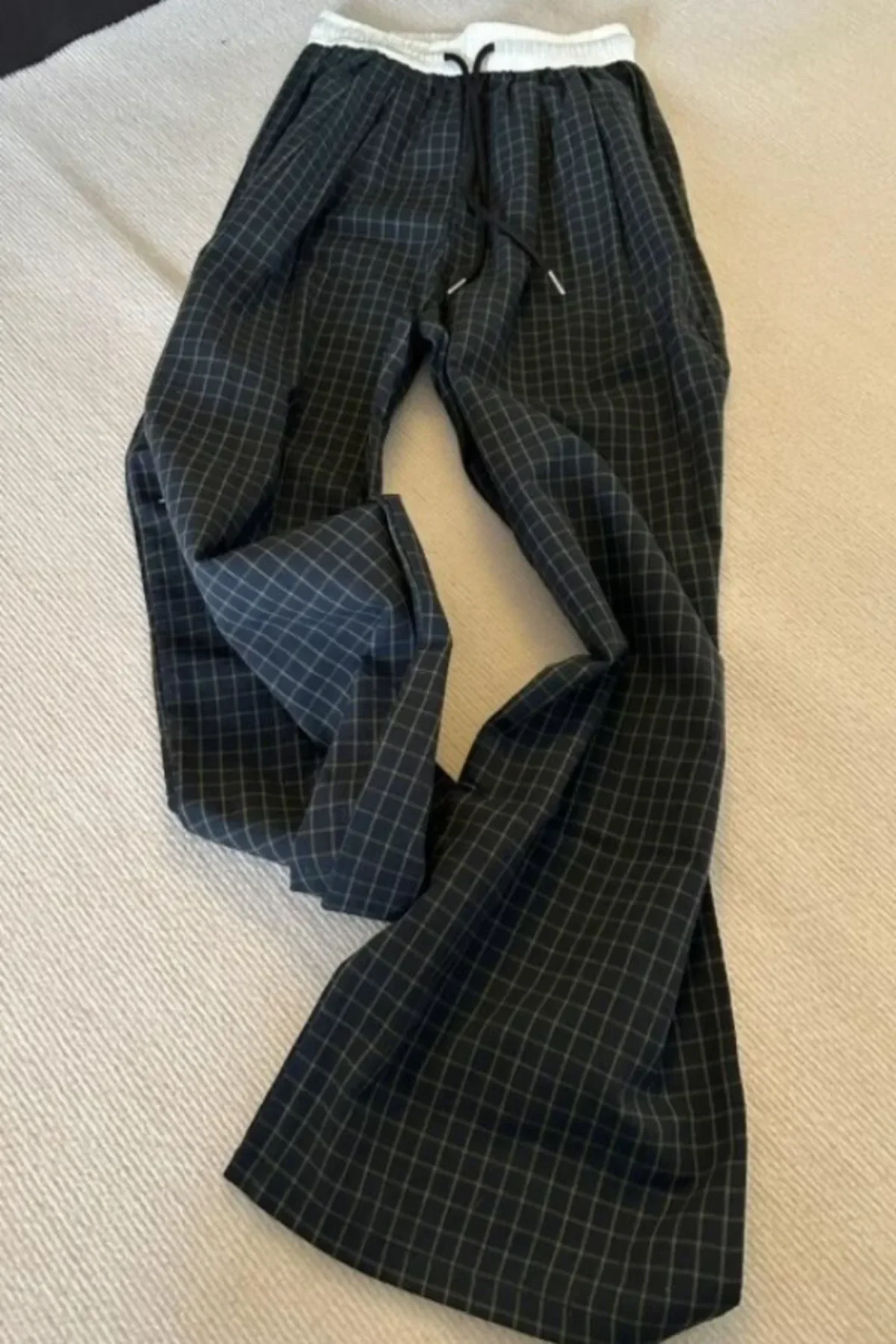 2025 Versatile Exquisite Plaid Loose and Wide Leg Summer Casual Simple and Fashionable Women's Hiking and Outdoor Sports Pants