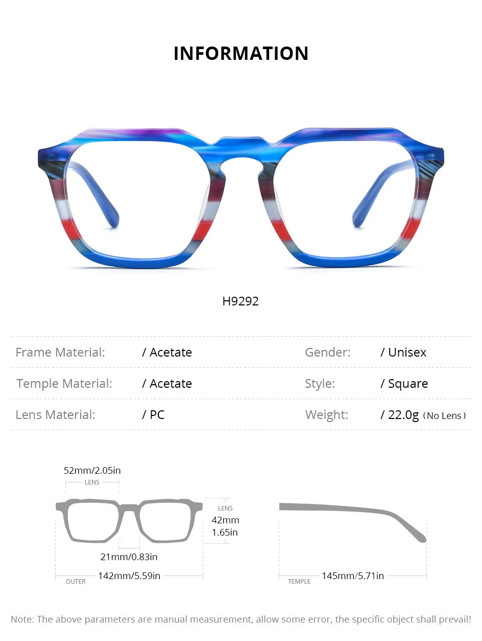 HEPIDEM Multi-Acetat-Brillengestell, Herren- und Damenmodell, Markendesign, quadratische Brille, japanische Handarbeit, Johnny Depp-Brille, 9269 – Detail 21