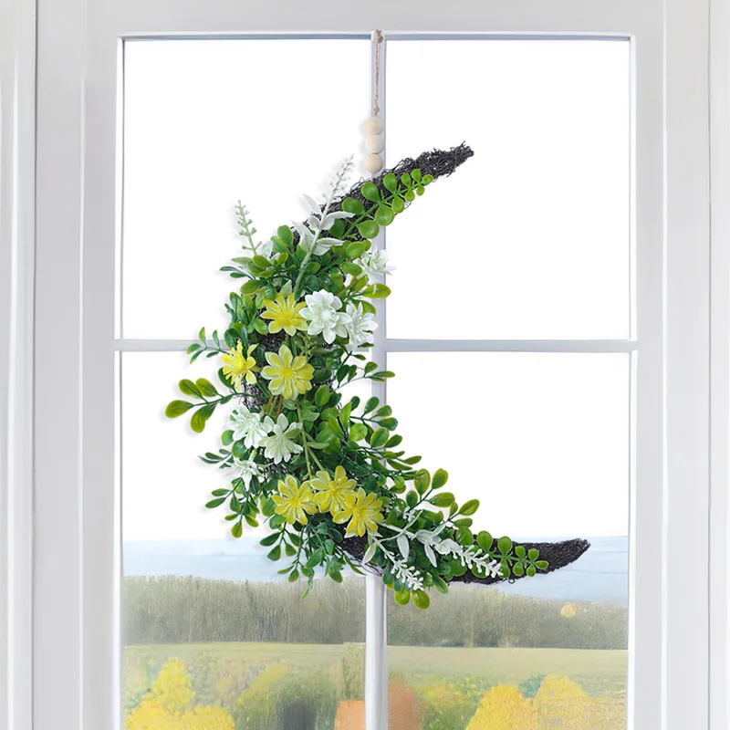 زخرفة نباتية صناعية، شبه منحرف. أرنب. قمر. شكل نجمة خماسية، ديكور منزلي، زينة عيد الفصح، ديكور رمضان #3