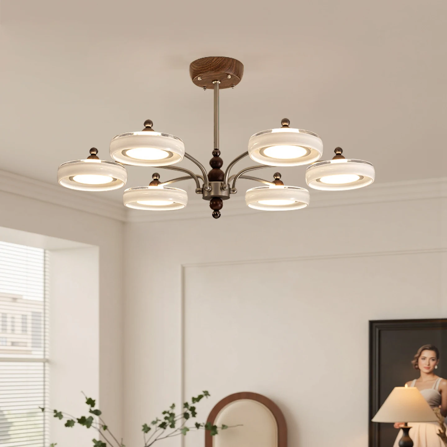 

French medieval style living room chandelier creative design flying saucer lamps