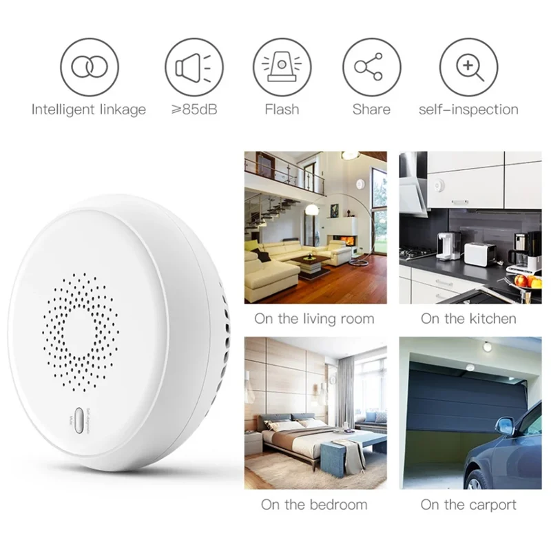 Glomarket Tuya Smart Zigbee Smoke Detector Fire Alarm Sensor Detector Home Security System App Control Smoke Sensor