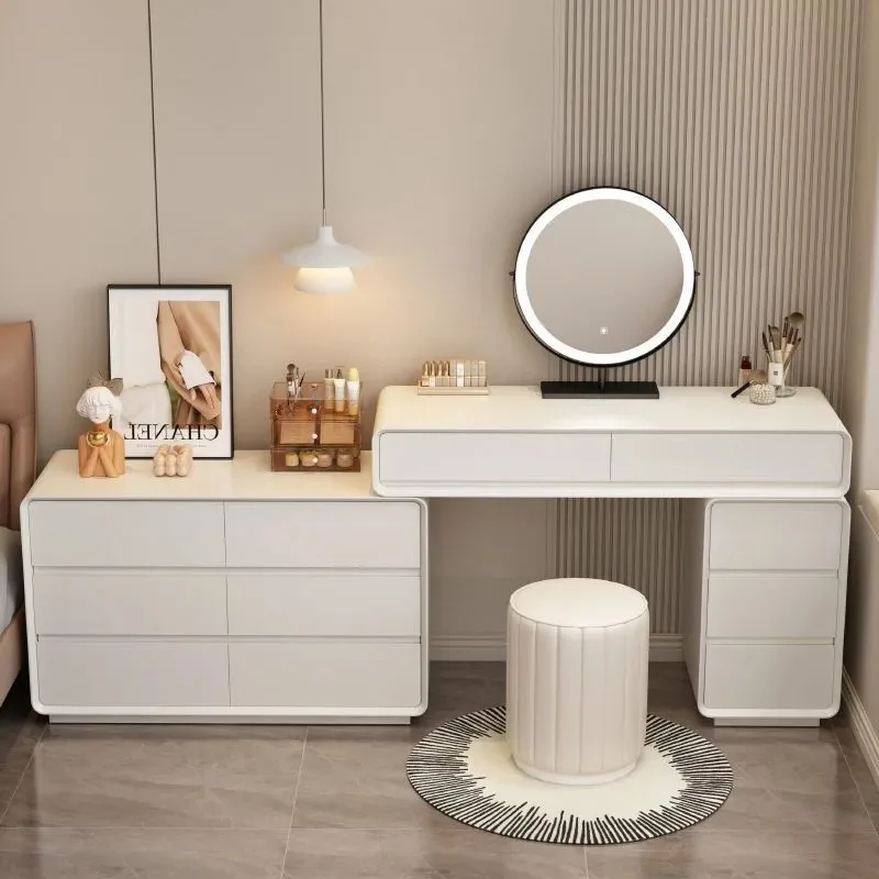 

Simple White Dresser Set Storage Mirror Vanity Drawer Vanity Dressing Table Makeup Nordic Schmink Tisch Storage Home Furniture