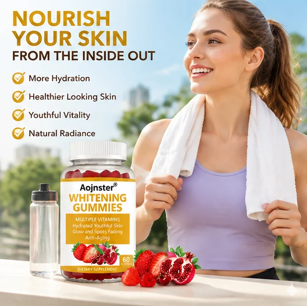 Skin Glow Gummies,Multi Vitamin Fruit Gummy, Support Hydrated Skin,Promote Radiant Skin,Anti-Aging Daily Dietary Supplement