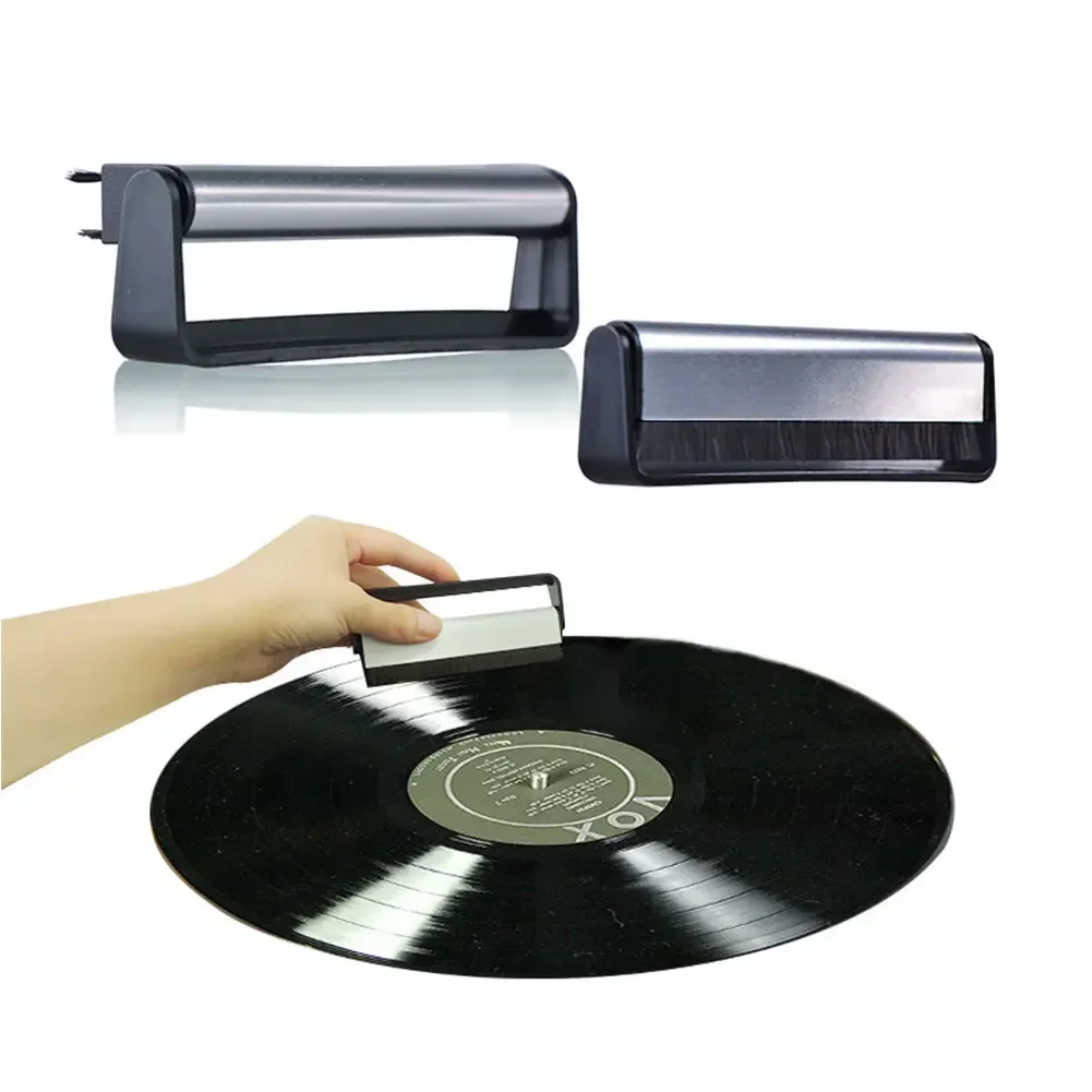 فرشاة تنظيف سجل الفينيل المحمولة المضادة للكهرباء الساكنة فرشاة تسجيل ألياف الكربون + فرشاة القلم LP ملحقات مشغل الفونوغراف الفينيل