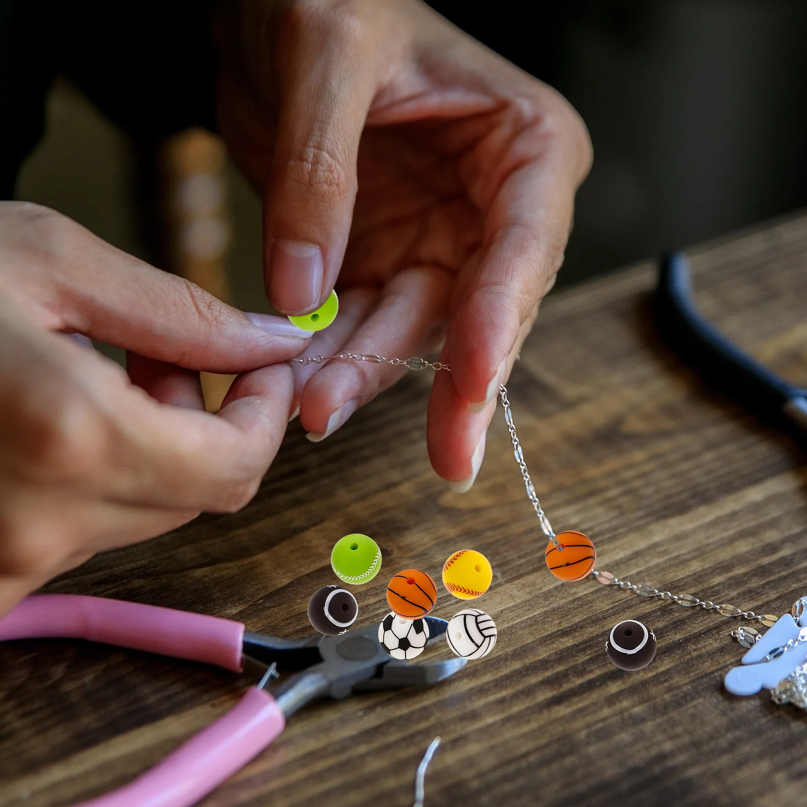 

48 Pcs Silicone Beads for Jewelry Making Bracelet DIY Baby Teether Pacifier Chain Craft Supplies Necklace Bracelet Beads