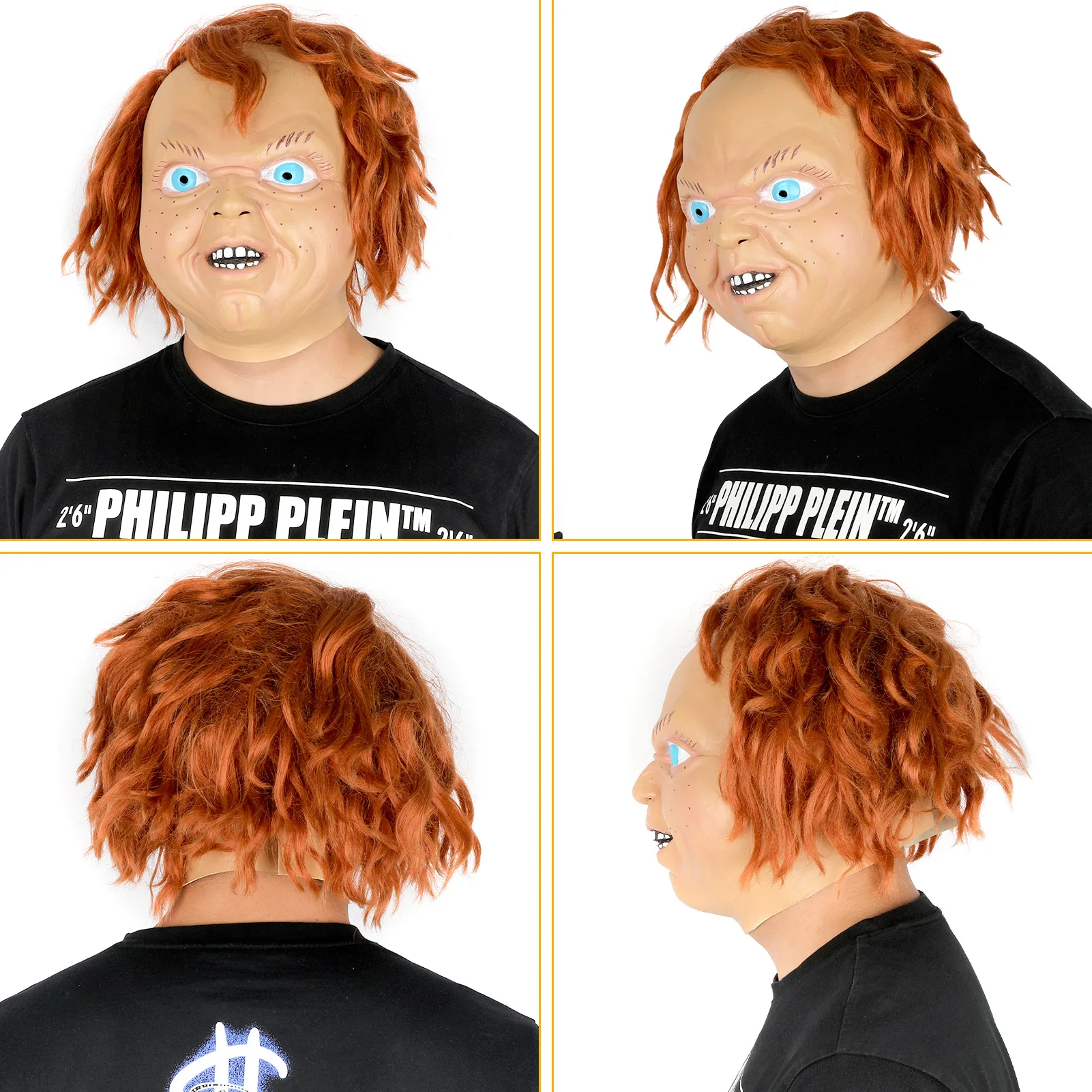 Pockmark Chucky Mask Cosplay Horror Movie Child Play Scary Latex Headwear Full Face Helmet Halloween Masquerade Party Prank Prop