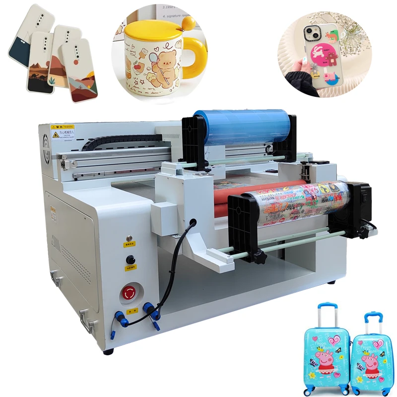 UV flatbed printer 60*50cm Phone Case Bottle Printing XP600 I3200 printhead all in one UV DTF printing with laminator