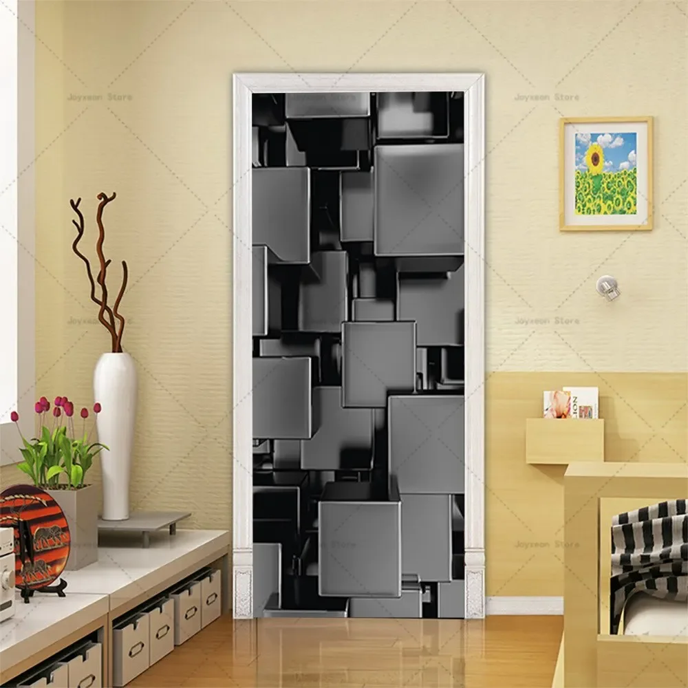 3D Realistic Iron Door Sticker Vinyl PVC Waterproof Material Self-adhesive Renovation Bedroom Old Door Posters and Door Stickers