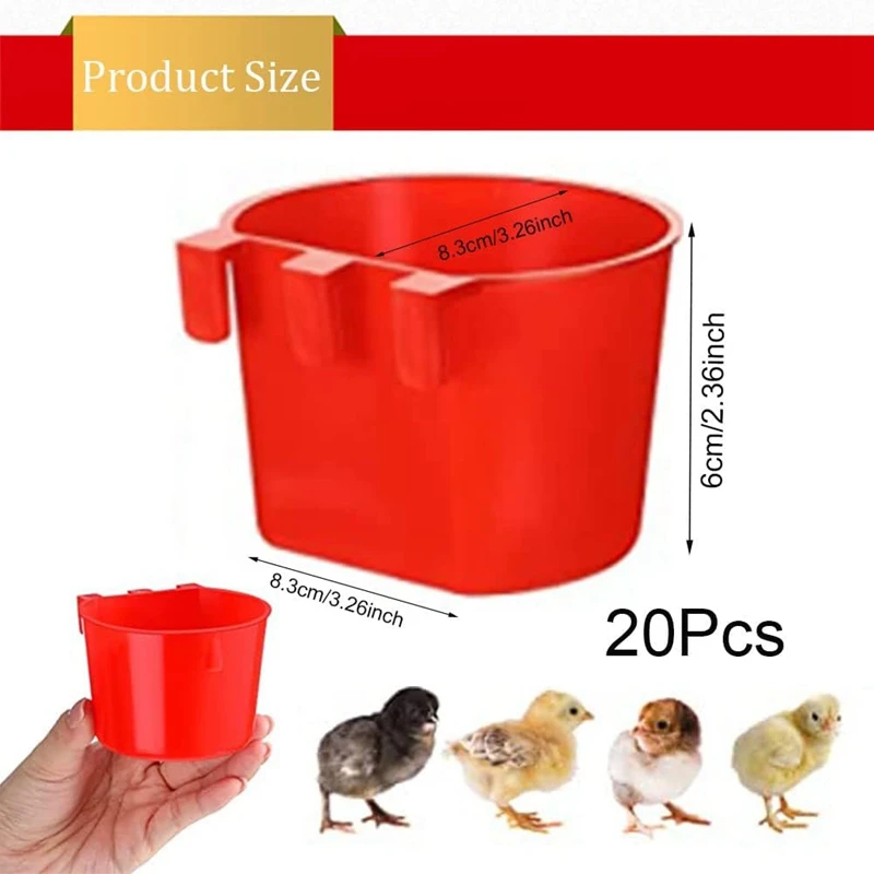 20Pcs Chickens Rabbit Feeders Plastic Birds Feeders Seed Bowl For Cage,Hanging Chicken Water Feeder Cup