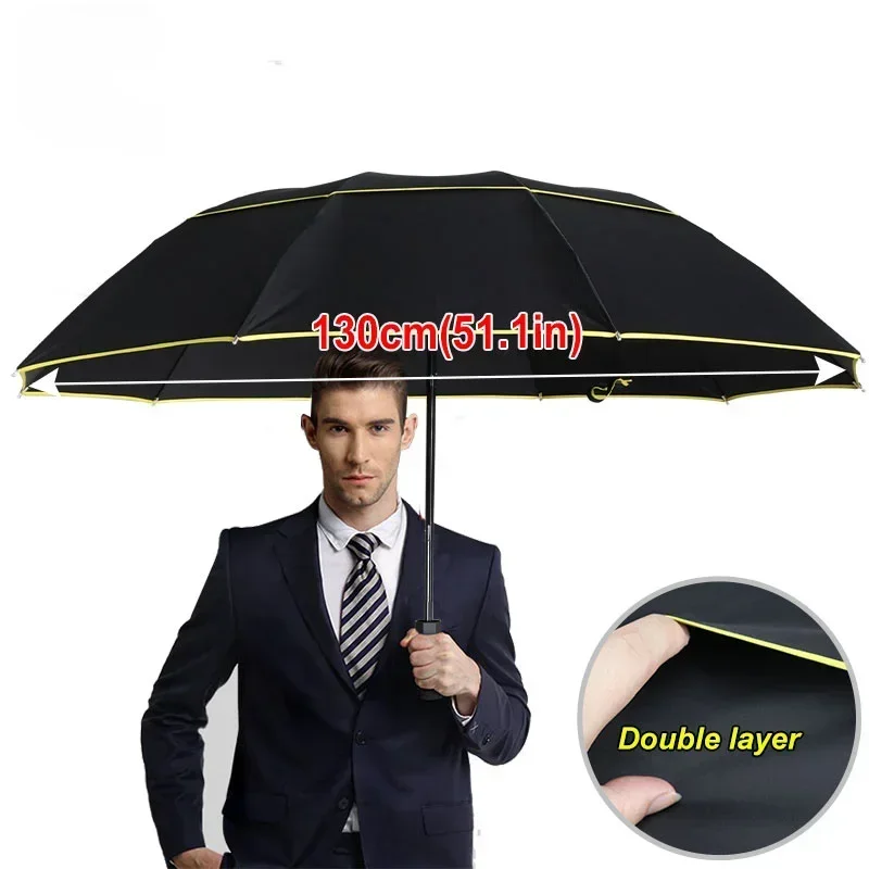 Super Big Top Quality Umbrella Men Rain Woman Windproof Paraguas Male Women Sun 3 Floding Fashion Business Men Umbrellas